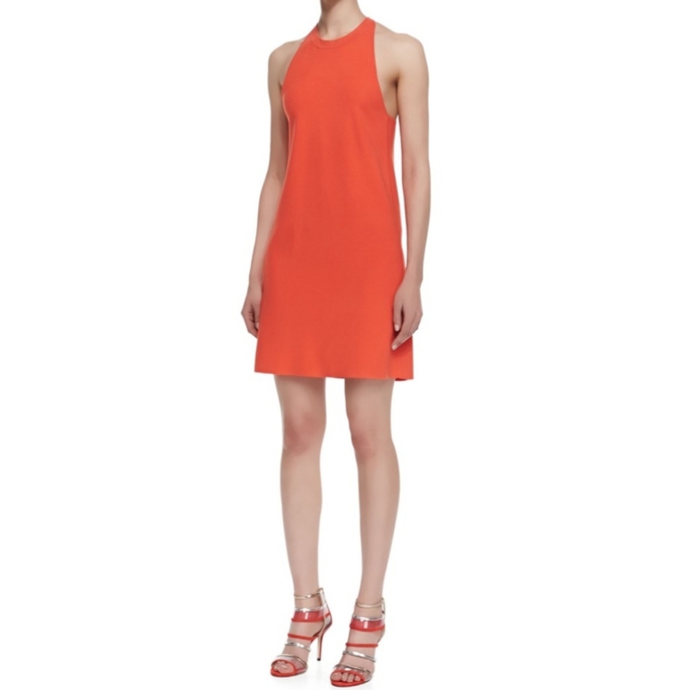 Theory Wellra crossback knit dress, size medium orange/coral color
